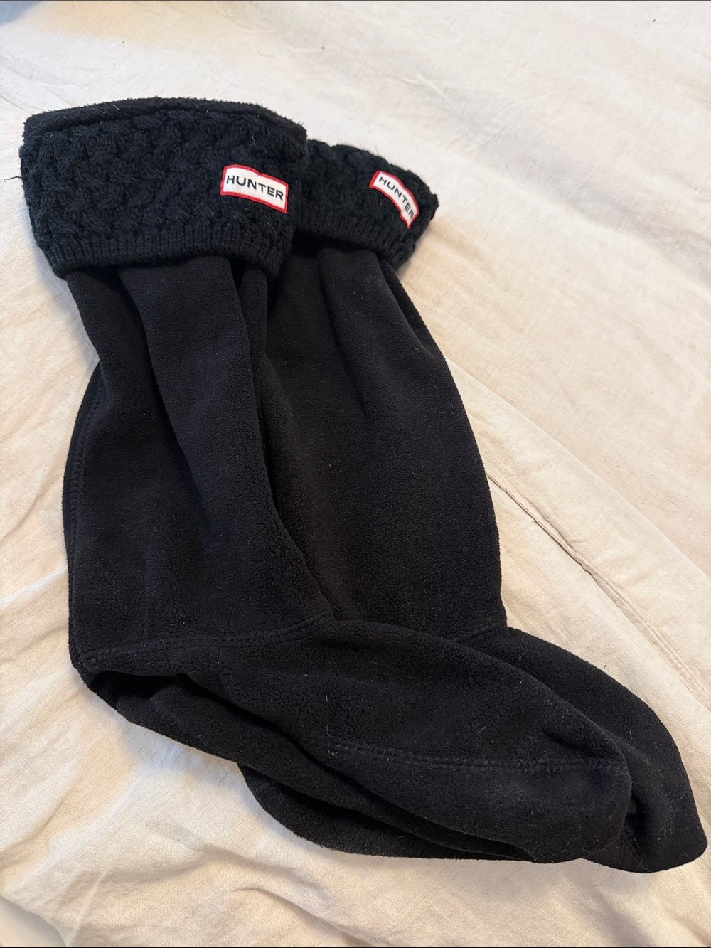 Hunter Black Fleece Boot Liners with Cable Knit Cuff